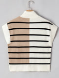 Striped Half Zip Sweater Vest