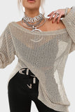Side Slit Long Sleeve Knit Cover Up