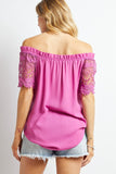 FS Clearance Crochet Lace Sleeveless Accent Off Shoulder Top