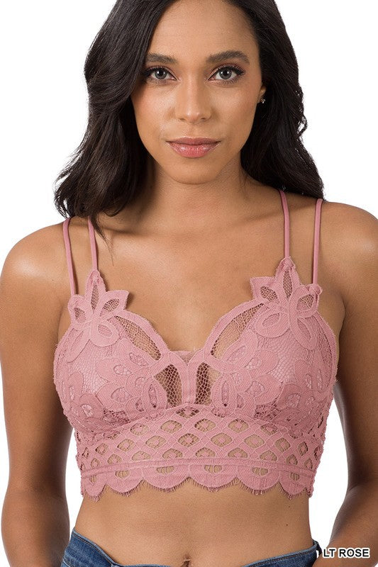 FS CLEARANCE Crochet Lace Bralette with Bra Pads