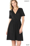 Rebate Brushed DTY Buttery Soft Fabric Surplice Dress