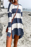 STRIPED LONG SLEEVE SIDE SPLIT LOOSE TOP IO