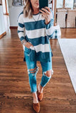 STRIPED LONG SLEEVE SIDE SPLIT LOOSE TOP IO