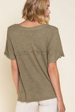 Half Sleeve V neck Waffle Knit Top