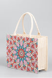 Flower Straw Weave Tote Bag