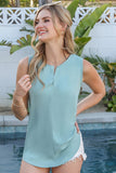 FS CLEARANCE Notched Neck with Sleeveless Flowy Blouse Top