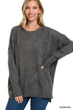 FS Clearance Melange Hi-Low Hem Pocket Sweater