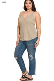 FS CLEARANCE Plus Ribbed Half Snap Button Closure Cami Top