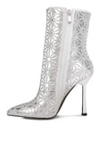 Star Mirror Embellished High Ankle Boots
