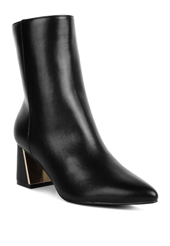 Keep it real Metallic Accent Heel High Ankle Boots