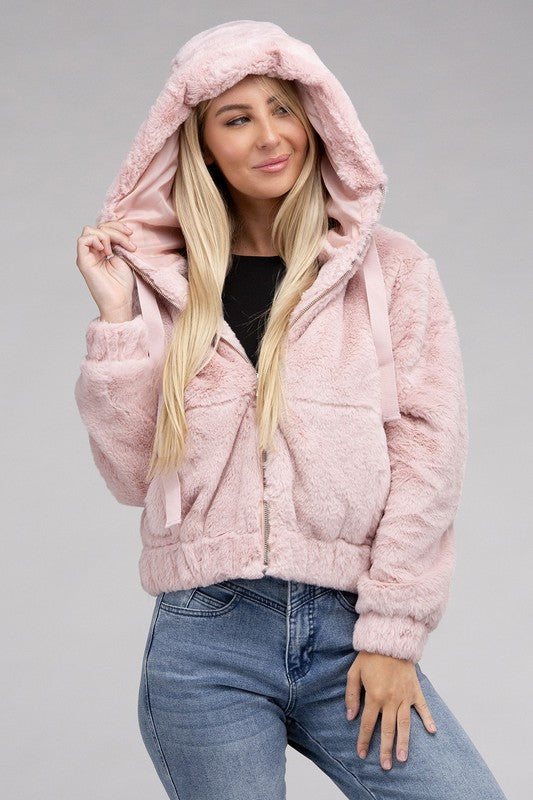 Youth Fluffy Zip-Up Teddy Hoodie