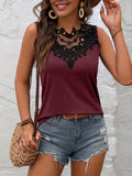 Lace Detail Heathered Tank