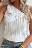 Textured Tied One Shoulder Tank