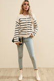 Striped Button Up Round Neck Cardigan