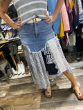 reconstructed denim skirt