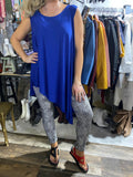 Asymmetrical Sleeveless Tunic Royal Blue - Magna