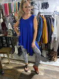 Asymmetrical Sleeveless Tunic Royal Blue - Magna