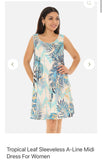 Tropical sleeveless midi Dress