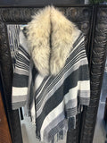 Fox Fur Collar - Large - Cream with Black Tips