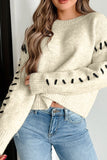 Contrast Stitch Detail Ribbed Trim Sweater