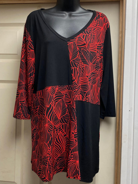 Jostar Red and Black Colorblock Dress