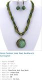 Resin Pendant Seed Bead Necklace & Earring Set