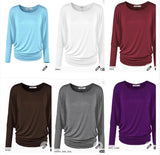 Draped round neck Dolman Sleeve Top with side Ruching $59