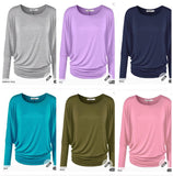 Draped round neck Dolman Sleeve Top with side Ruching $59