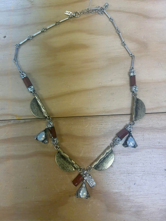 Wine enamel and moonstone necklace $39