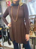 Brown Cashmere Turtle Neck Tunic - One Size