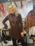Brown Cashmere Turtle Neck Tunic - One Size