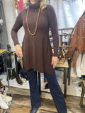 Brown Cashmere Turtle Neck Tunic - One Size