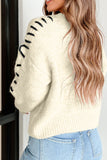 Contrast Stitch Detail Ribbed Trim Sweater