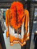 Fox Fur Collar - Fire Pumpkin with Black Tips