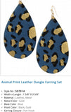 Animal Print Leather Dangle Earring Set