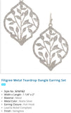 Filigree Metal Teardrop Dangle Earring Set