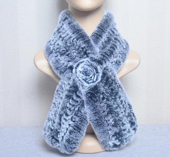 Small Rex Rabbit Fur Rose Pull Through - Pepper