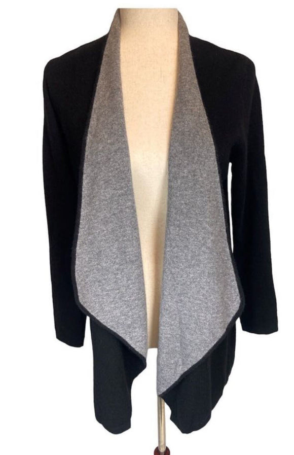 100% Cashmere Cardigan with Double Faced Lapel