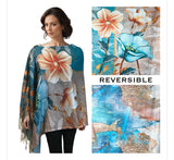 Reversible Sueded Art Design Button Shawls