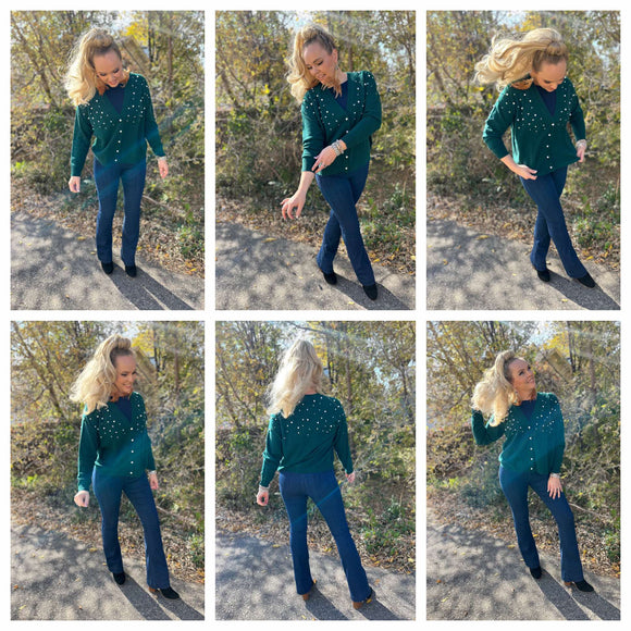 100% Cashmere Cardigan with Pearls