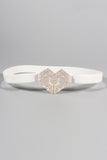 Rhinestone Heart Buckle Elastic Belt