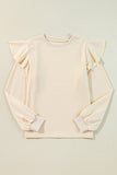 Ruffled Round Neck Long Sleeve Blouse