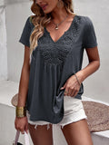 Notched Neck Short Sleeve Tee