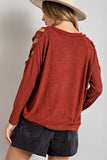 Cutout Round Neck Long Sleeve Top
