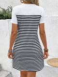 Striped Round Neck Short Sleeve Mini Tee Dress