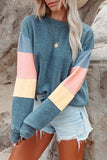 Color Block Round Neck Long Sleeve Sweatshirt