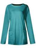 Full Size Pocketed Round Neck Long Sleeve T-Shirt