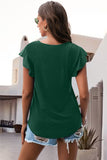 Ruffled Round Neck Cap Sleeve Blouse
