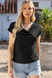 Cowl Neck Short Sleeve T-Shirt