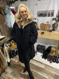 Mutton lamb mink collar coat